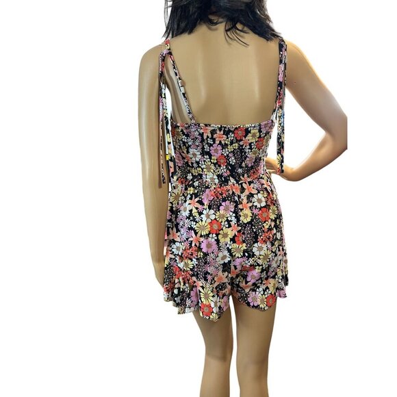 (5‎ for $25) Lily Rose Ruffled Flounce Romper in Black Floral Size XS - Picture 4 of 7